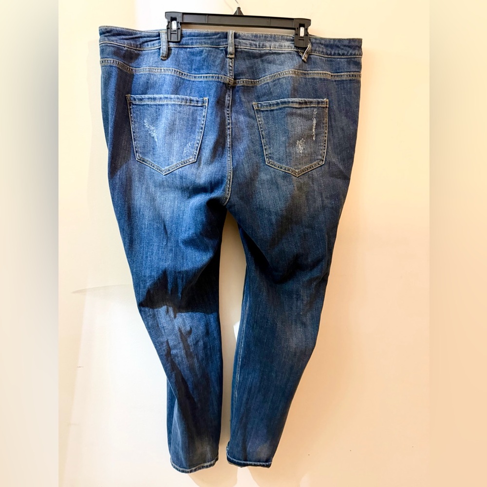 Lane Bryant Size 22 Distressed Blue Jeans with Plaid Accents - Picture 8 of 11